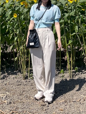 「Kastane」｜「アイテム（スラックス）」を使った、まいさん（レディース・155cm）の夏コーディネート