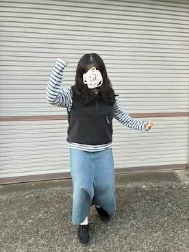 「アイテム（モカシン/デッキシューズ）」を使った、tomoさん（レディース・150cm）の冬コーディネート