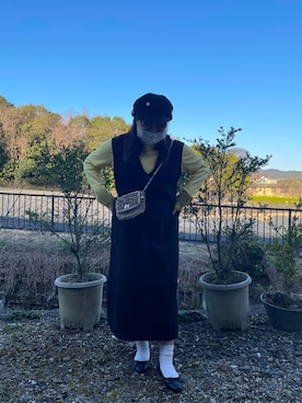 「春服デビュー宣言」｜「アイテム（ハンチング/ベレー帽）」を使った、tomoさん（レディース・150cm）の春コーディネート