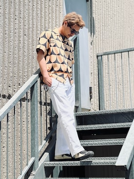 「schott（ショット）のSchott/ショット/TC DOUBLE PLEATED WIDE PANTS/2タック ワイドパンツ（チノパンツ）」を使った、まさきよさん（メンズ・176cm）の春コーディネート