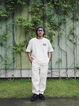 「schott（ショット）のSchott/ショット/TC PAINTER PANTS/ペインターパンツ（その他パンツ）」を使った、まさきよさん（メンズ・176cm）の夏コーディネート