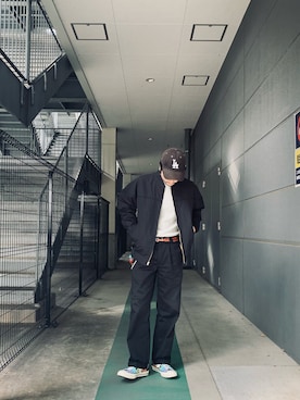 「schott（ショット）のアイテム（ブルゾン）」を使った、まさきよさん（メンズ・176cm）の秋コーディネート