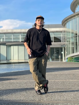「Schott（ショット）のアイテム（カーゴパンツ）」を使った、まさきよさん（メンズ・176cm）の夏コーディネート