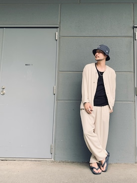 「schott（ショット）のアイテム（帽子）」を使った、まさきよさん（メンズ・176cm）の夏コーディネート