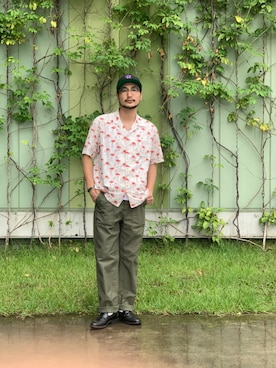 「Schott（ショット）のアイテム（カーゴパンツ）」を使った、まさきよさん（メンズ・176cm）の夏コーディネート