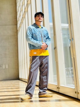 「SCHOTT」｜「アイテム（デニムジャケット）」を使った、まさきよさん（メンズ・176cm）の秋コーディネート