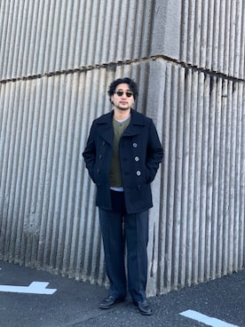 「アイテム（ピーコート）」を使った、まさきよさん（メンズ・176cm）の冬コーディネート