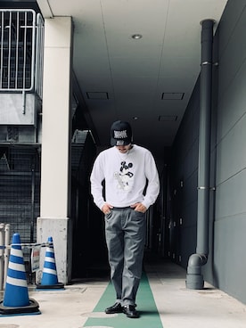 「Schott(ショット)のアイテム(Tシャツ/カットソー)」を使った、まさきよさん(メンズ・176cm)の夏コーディネート