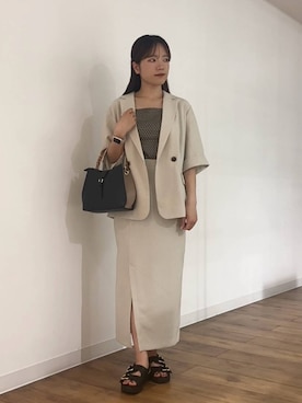 「シンプルコーデ」｜「アイテム（ジャケット/アウター）」を使った、wakanaさん（レディース・158cm）の夏コーディネート