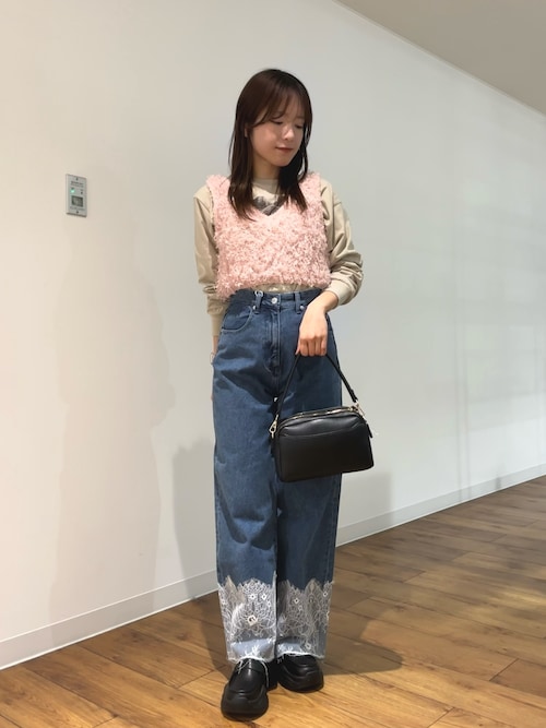 セール】レースドッキングデニムパンツ（デニムパンツ）｜SENSE OF