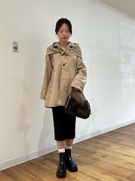 「SENSE OF PLACE by URBAN RESEARCH(センスオブプレイスバイアーバンリサーチ)の『撥水/抗菌/防臭』スカーフツキミドルタケトレンチコート(トレンチコート、ベージュ系)」を使った、wakanaさん(レディース・158cm)の秋コーディネート