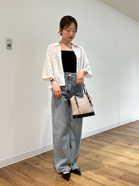 「SENSE OF PLACE by URBAN RESEARCH(センスオブプレイスバイアーバンリサーチ)のダブルストラップカップツキキャミソール(キャミソール、ブラック系)」を使った、wakanaさん(レディース・158cm)の夏コーディネート