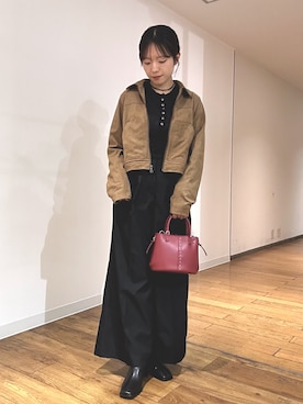 「トレンド秋素材コーデ」｜「アイテム（その他アウター）」を使った、wakanaさん（レディース・158cm）の秋コーディネート