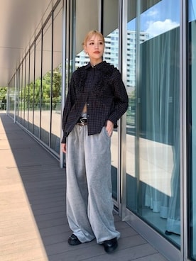 「ベロア」｜「アイテム（スウェットパンツ）」を使った、Ray BEAMSさん（レディース・163cm）の秋コーディネート