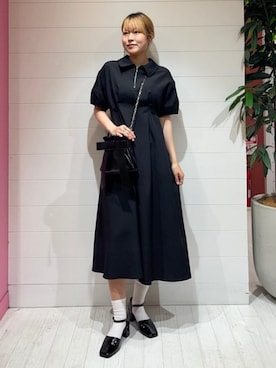 「Ray BEAMS（レイビームス）のRay BEAMS / アンクルストラップ パンプス（高跟鞋、ブラック系）」を使った、Ray BEAMSさん（レディース・161cm）の夏コーディネート