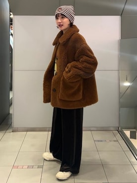 「アイテム（ポロシャツ）」を使った、Ray BEAMSさん（レディース・157cm）の冬コーディネート