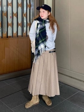 「アイテム（マフラー、グリーン系）」を使った、Ray BEAMSさん（レディース・158cm）の秋コーディネート