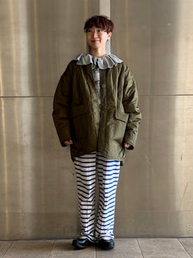 「Ray BEAMS（レイビームス）のRay BEAMS / キルティング ノーカラー ブルゾン（その他アウター、グリーン系）」を使った、Ray BEAMSさん（レディース・158cm）の春コーディネート