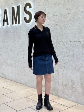 「FRED PERRY（フレッドペリー）の【別注】FRED PERRY / リブ ポロシャツ（ポロシャツ、ブラック系）」を使った、Ray BEAMSさん（レディース・162cm）の秋コーディネート