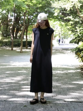 「FRED PERRY（フレッドペリー）の【別注】FRED PERRY / ティップド ピケ ドレス（洋裝、ブラック系）」を使った、Ray BEAMSさん（レディース・161cm）の春コーディネート