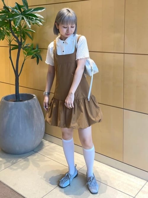セール】タフタ バルーン ミニ ワンピース [洗える]（ワンピース