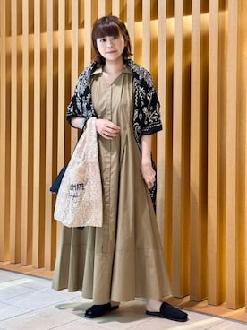 「Ray BEAMS（レイビームス）のLY / Souk bag（トートバッグ、ホワイト系）」を使った、Ray BEAMSさん（レディース・165cm）の夏コーディネート