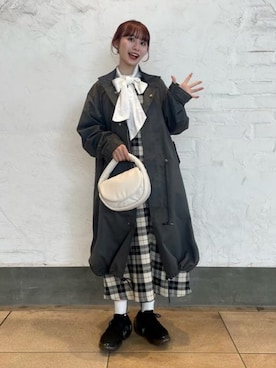 「シャツワンピ」｜「アイテム（その他アウター）」を使った、Ray BEAMSさん（レディース・155cm）の秋コーディネート