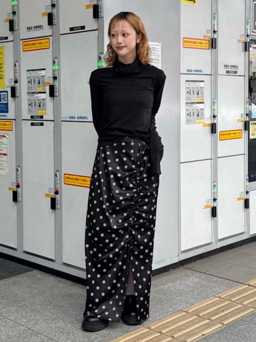 【Rey BEAMS】即日発送◎ ドットサテンスカート ホワイト Ray BEAMS（レイ ビームス） スカート ドット サテン フリル スカート
