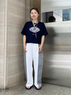 「Ray BEAMS（レイビームス）のOOFOS / OOlala Limited（涼鞋、その他）」を使った、Ray BEAMSさん（レディース・161cm）の夏コーディネート