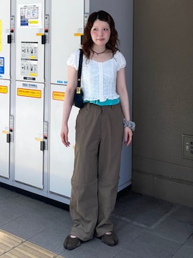 「Ray BEAMS（レイビームス）のJW PEI / Joy Bag（トートバッグ、ブラック系）」を使った、Ray BEAMSさん（レディース・159cm）の夏コーディネート
