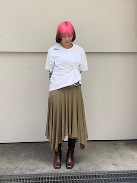 「Ray BEAMS（レイビームス）の◎ｲﾚﾍﾑｶｯﾄSK（スカート、グリーン系）」を使った、Ray BEAMSさん（レディース・159cm）の夏コーディネート