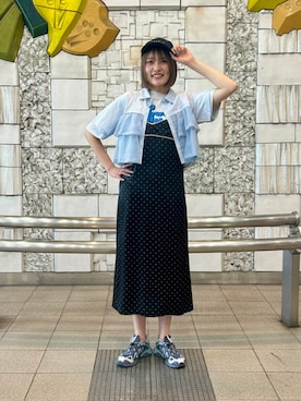 「Ray BEAMS（レイビームス）のGOOD ROCK SPEED / NYC 半袖 Tシャツ（T恤、グレー系）」を使った、Ray BEAMSさん（レディース・161cm）の夏コーディネート