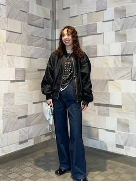 「春服」｜「アイテム（MA-1）」を使った、Ray BEAMSさん（レディース・155cm）の冬コーディネート
