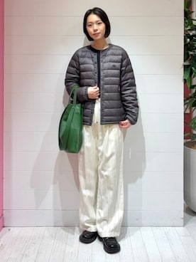 「アイテム（ダウンジャケット/コート）」を使った、Ray BEAMSさん（レディース・163cm）の秋コーディネート