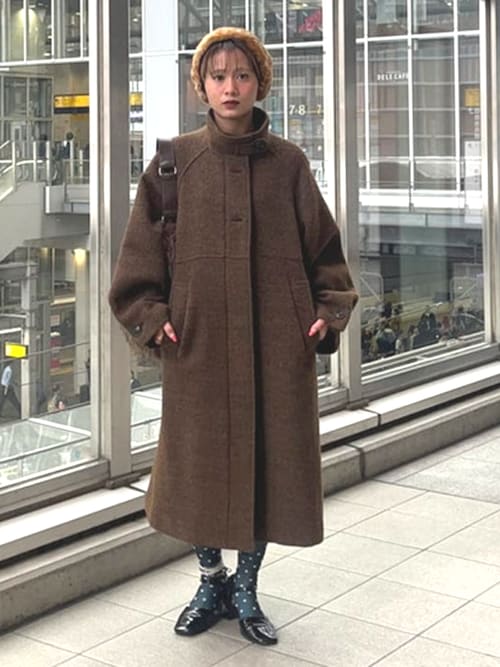 Ray BEAMS コート アウター スタンドカラー シングル レディース