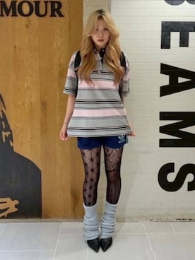 「Ray BEAMS（レイビームス）のダブル ベルト ヒール パンプス（パンプス、ブラック系）」を使った、Ray BEAMSさん（レディース・163cm）の春コーディネート