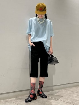 「Ray BEAMS（レイビームス）の2WAY ワンハンドル BAG（トートバッグ、ブラック系）」を使った、Ray BEAMSさん（レディース・158cm）の春コーディネート