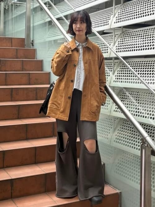 PEAU RAID ブラウンスエードハーフコート(バックスキン) セール】フェイク スエード ハーフ コート（その他アウター）｜Ray