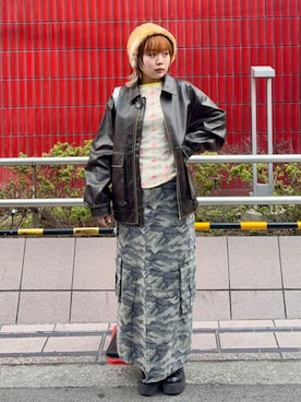 「アイテム（イヤーマフ）」を使った、Ray BEAMSさん（レディース・160cm）の冬コーディネート