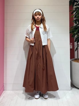 「Ray BEAMS（レイビームス）のカットワーク レース シャツ（シャツ/ブラウス、ホワイト系）」を使った、Ray BEAMSさん（レディース・159cm）の夏コーディネート