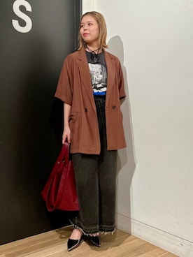 「アイテム（トートバッグ）」を使った、Ray BEAMSさん（レディース・159cm）の夏コーディネート