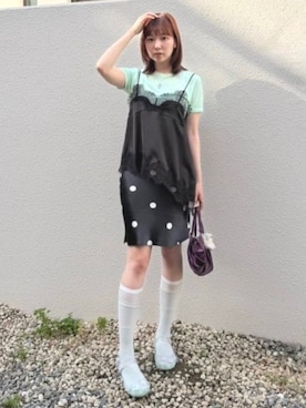 「Ray BEAMS（レイビームス）のレイヤード レース ソックス（襪子、グレー系）」を使った、Ray BEAMSさん（レディース・161cm）の夏コーディネート