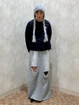 「アイテム（ニットキャップ/ビーニー、グレー系）」を使った、Ray BEAMSさん（レディース・153cm）の秋コーディネート