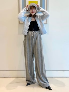 「ベロア」｜「アイテム（スウェットパンツ）」を使った、Ray BEAMSさん（レディース・158cm）の秋コーディネート