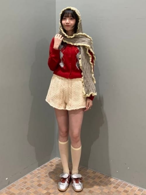 アーガイル クルーネック カーディガン [手洗い可]（カーディガン