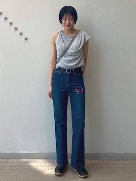 「Ray BEAMS（レイビームス）のCONTROL FREAK / DOWNY ショルダーバッグ（トートバッグ、グレー系）」を使った、Ray BEAMSさん（レディース・163cm）の春コーディネート