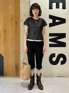 「Ray BEAMS（レイビームス）のストレッチ カプリ パンツ（その他パンツ、ブラック系）」を使った、Ray BEAMSさん（レディース・153cm）の夏コーディネート