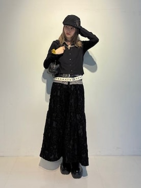 「Ray BEAMS（レイビームス）のスタッズ ベルト（ベルト、ブラック系）」を使った、Ray BEAMSさん（レディース・165cm）の夏コーディネート