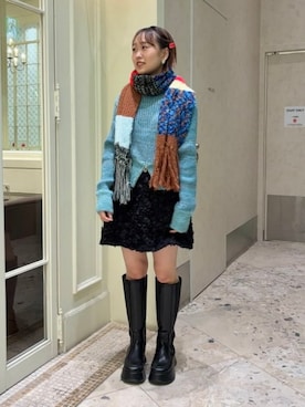 「アイテム（マフラー）」を使った、Ray BEAMSさん（レディース・160cm）の秋コーディネート