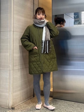 「アイテム（ノーカラーコート）」を使った、Ray BEAMSさん（レディース・163cm）の冬コーディネート